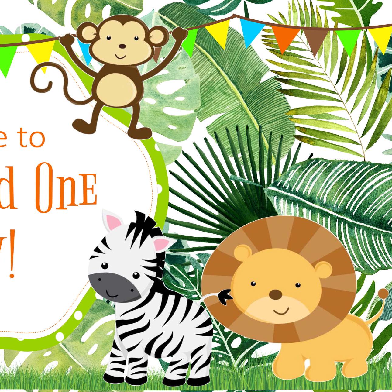 Jungle Safari Birthday Banner, Birthday Party Wall decor in satin paper