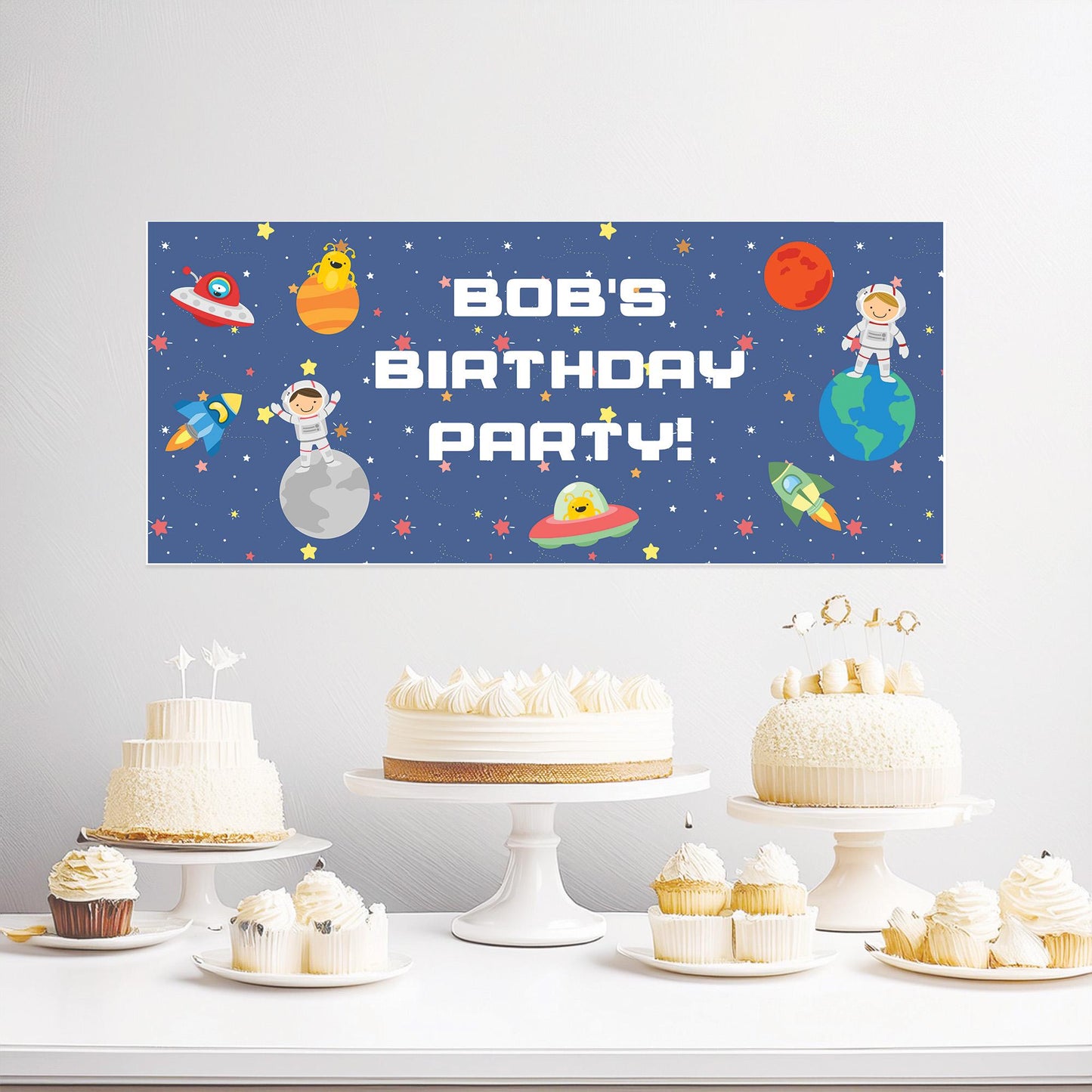 Custom Space Birthday Banner – Astronaut Theme Party Decoration for Kids