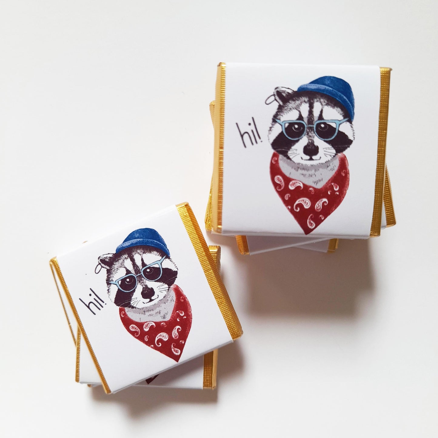 Personalized Raccoon Chocolate Favours – Birthday Party Favours (Pack of 25)
