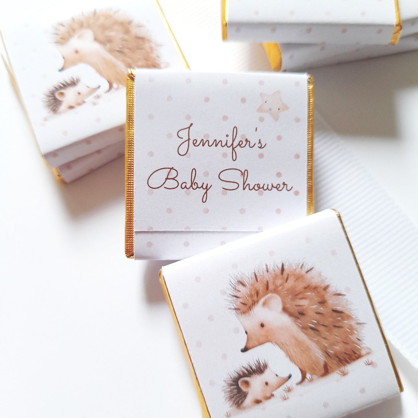 Personalized Baby Shower Mama Hedgehog Chocolate Favours – Party Bag Fillers (Pack of 25)
