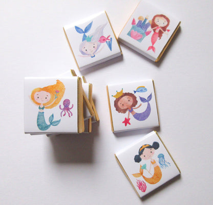 Mermaid Personalized Chocolate Favours – Under the Sea Birthday & Party Treats (Pack of 25)