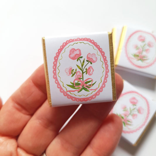 Little Pink Flower Thank You Chocolate Favours – Personalized Wedding & Birthday Treats (Pack of 25)