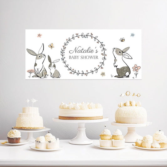 Custom Bunny Baby Shower Banner – Adorable Rabbit Theme Party Decoration