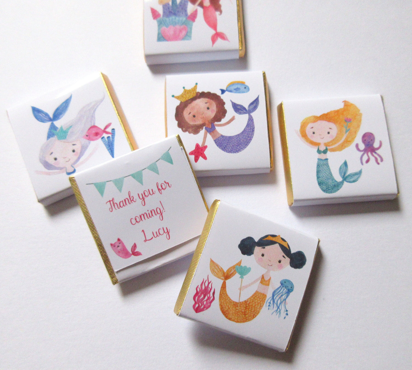 Mermaid Personalized Chocolate Favours – Under the Sea Birthday & Party Treats (Pack of 25)