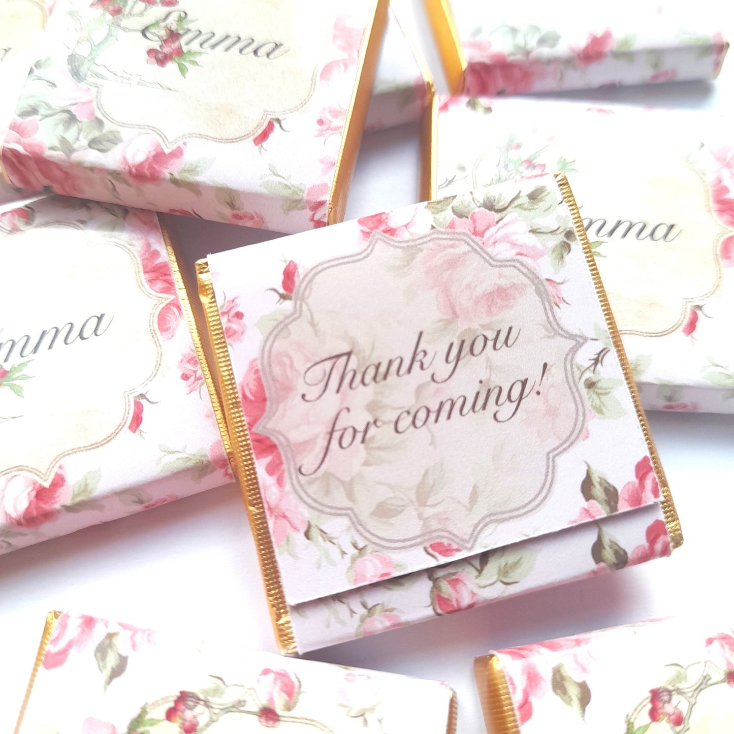 Roses Themed Birthday Chocolate Favours – Personalized Guest Party Treats (25 pcs)
