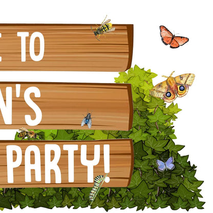 Garden Wildlife Birthday Banner – Personalised Satin Paper Wall Decor for Kids’ Parties
