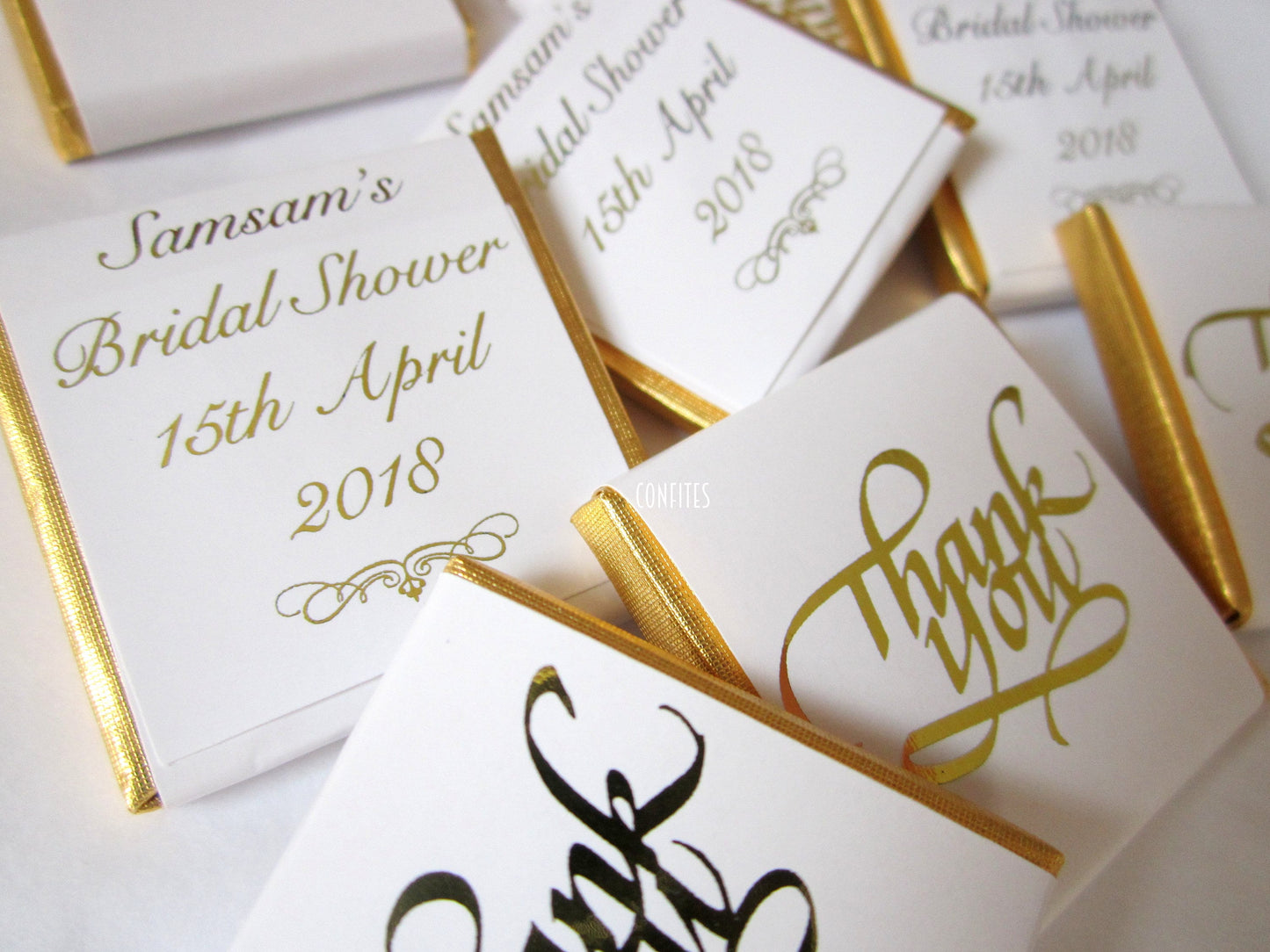 Personalized Thank You Golden Chocolate Favours – Wedding & Party Guest Favours (Pack of 25)