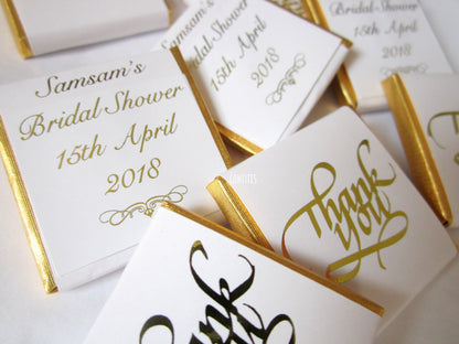 Personalized Thank You Golden Chocolate Favours – Wedding & Party Guest Favours (Pack of 25)