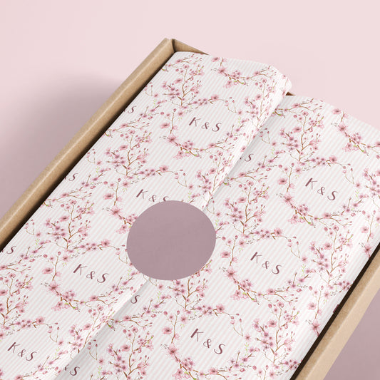 Personalised Wedding Gift Paper Sheet – Cherry Blossom Design, Large Size