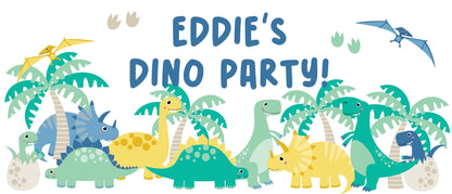 Personalised Dinosaur Birthday Banner – Custom Satin Paper Wall Decor for Dinosaur-Themed Parties