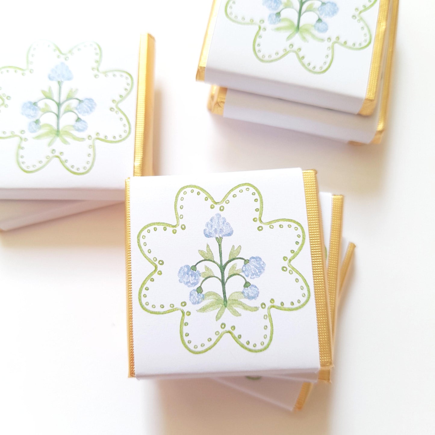 Elegant Pastel Blue Flower Thank You Chocolates – Wedding & Birthday Favours (Pack of 25)