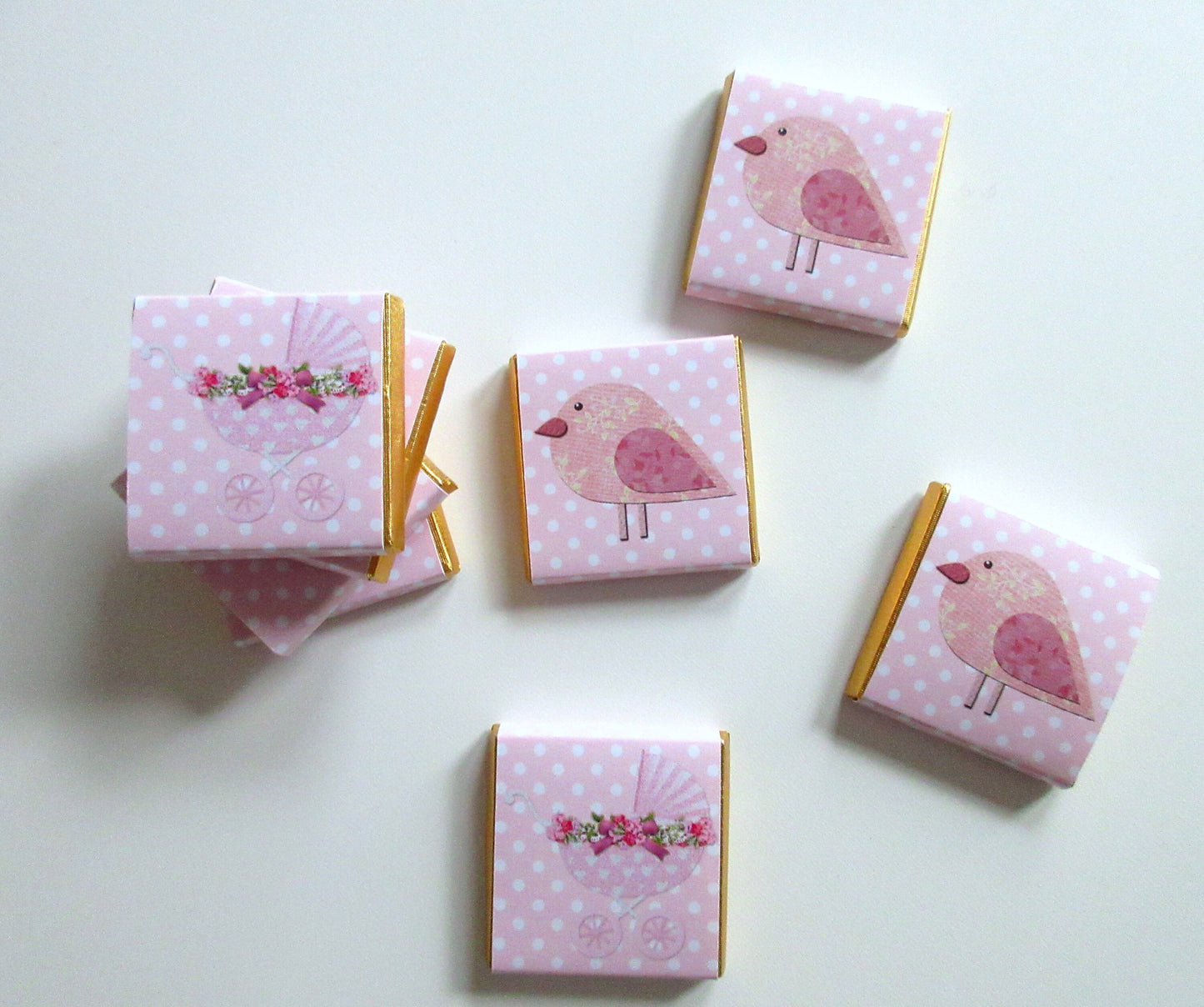 Personalized Girl Pink Baby Shower Chocolate Favours – Pastel Pinks & 1st Birthday Favours (Pack of 25)