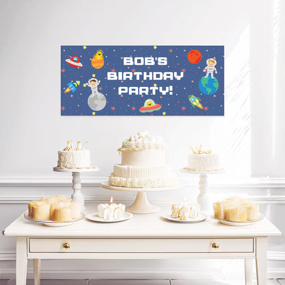 Custom Space Birthday Banner – Astronaut Theme Party Decoration for Kids