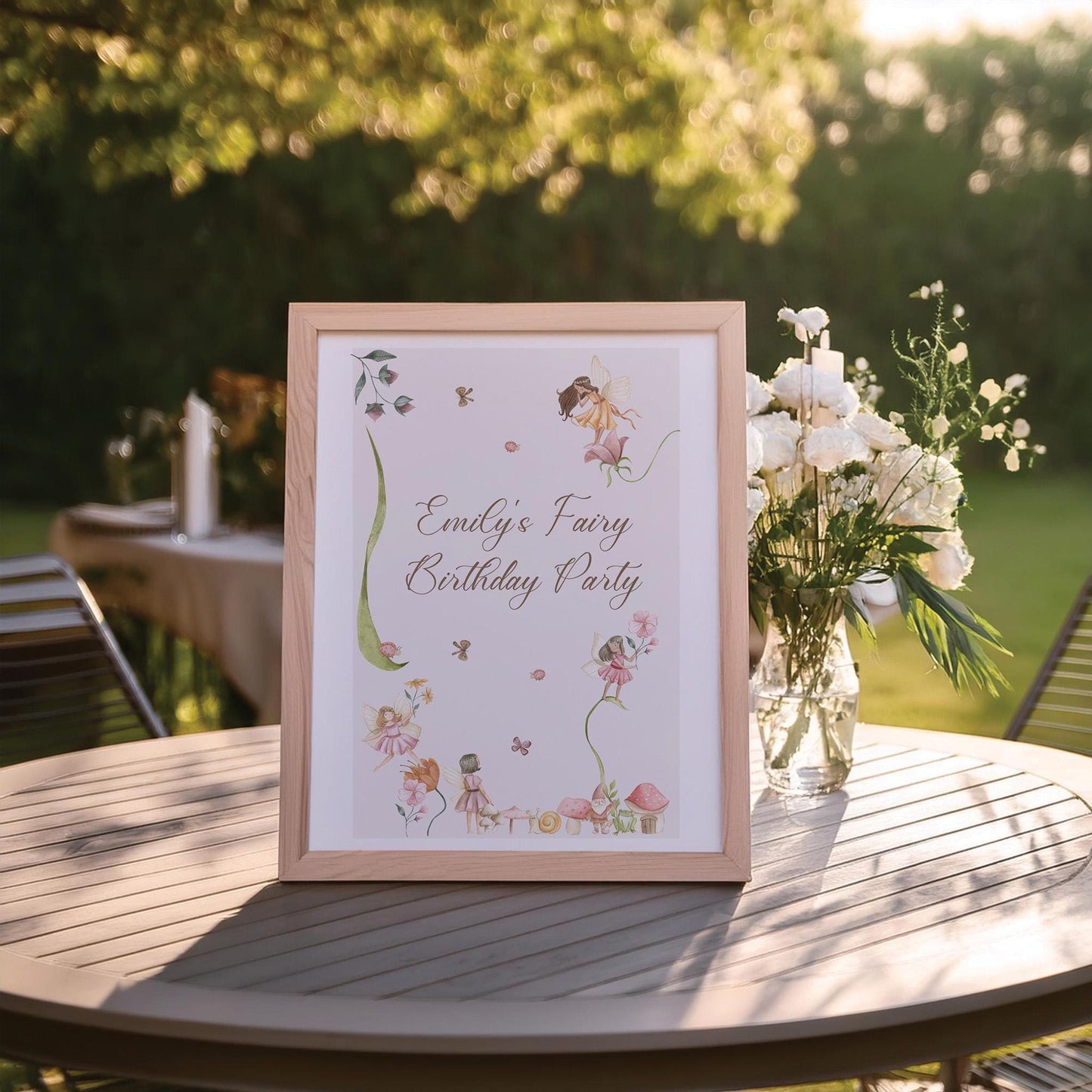 Personalized Fairy Birthday Printed Welcome Sign – Custom Table Centerpiece, Unframed in Various Sizes, Perfect for Party Decor