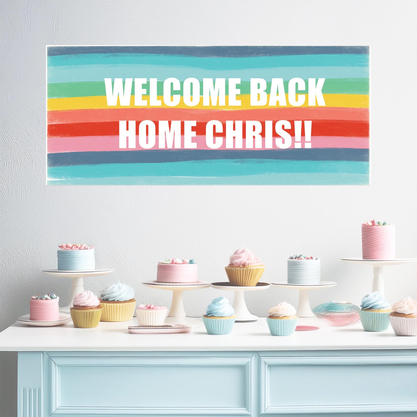 Personalised Welcome Home Banner – Custom Satin Paper Wall Decor for Homecoming Celebrations