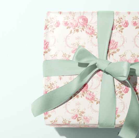 Vintage Retro Roses Gift Paper – Floral Wrap for Special Occasions (Large Size)