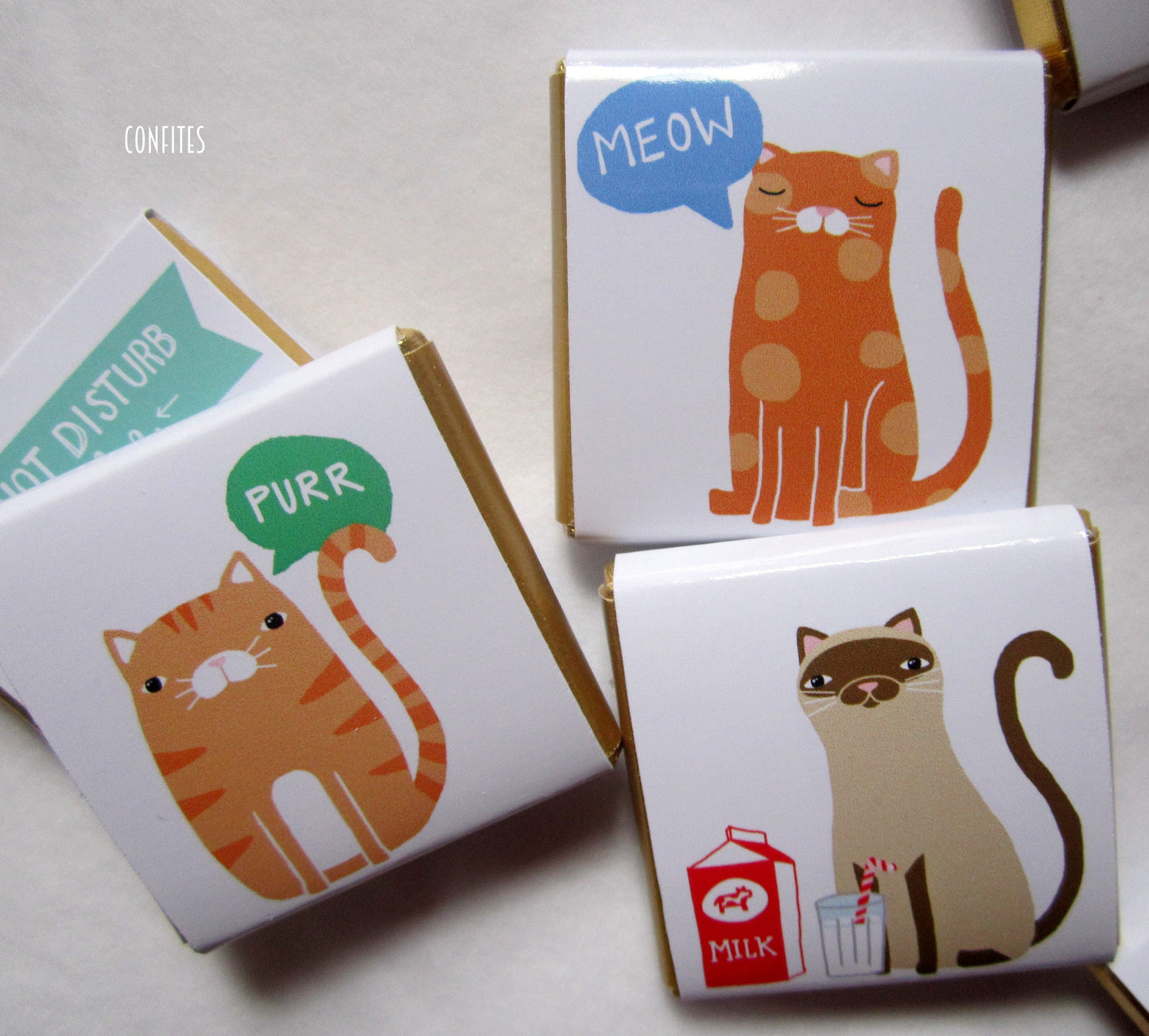 Cats Personalized Chocolate Favours – Cute Cat Designs, Party Treats, Pack of 25