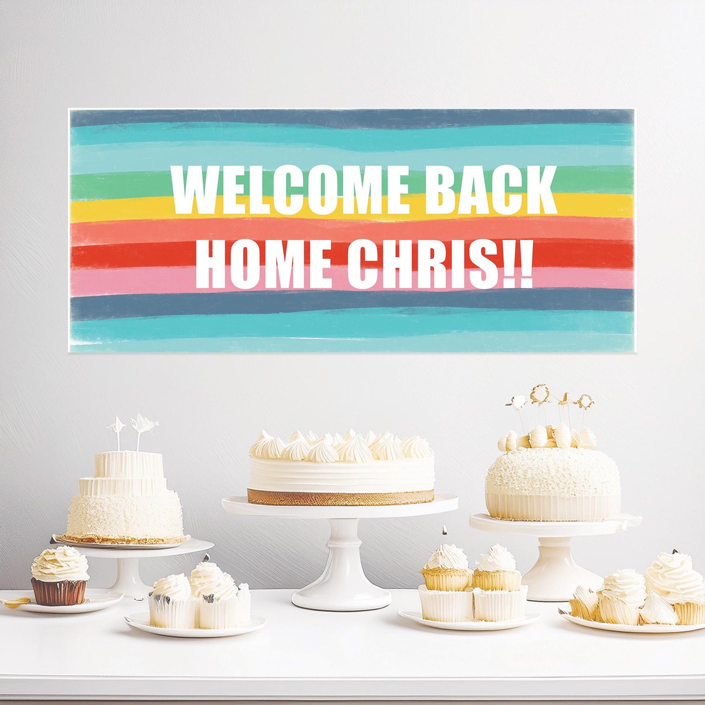 Personalised Welcome Home Banner – Custom Satin Paper Wall Decor for Homecoming Celebrations