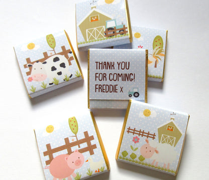Farmyard Personalized Chocolate Favours – Cute Farm Animal Party Treats (Pack of 25)