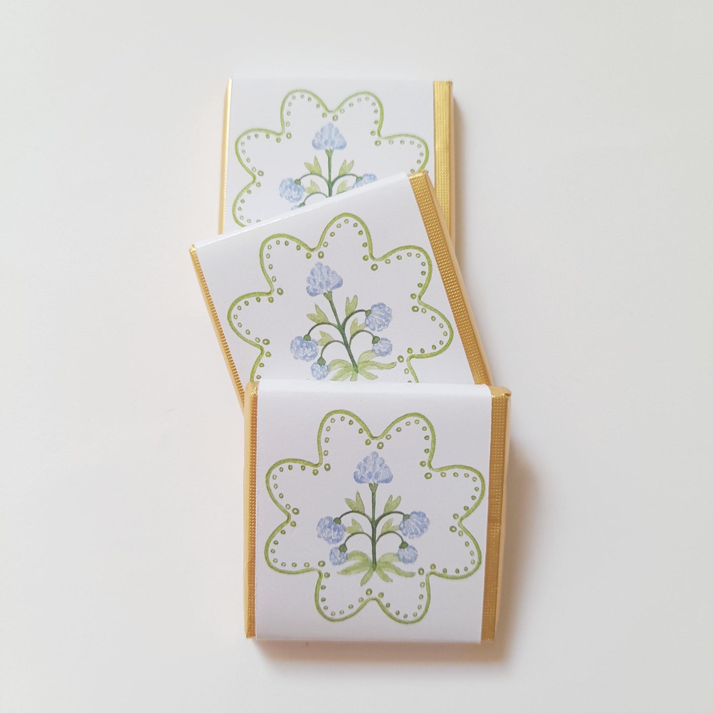 Elegant Pastel Blue Flower Thank You Chocolates – Wedding & Birthday Favours (Pack of 25)