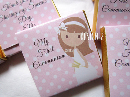 1st Communion Chocolate Favours for Girls – Personalised (25 Pack)