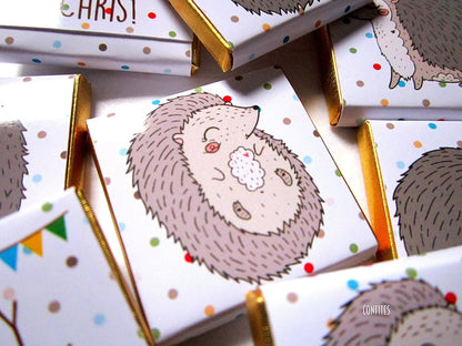 Woodland Hedgehog Chocolate Favours – Personalised Pack of 25