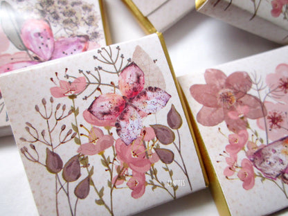Butterfly Birthday Favours – Personalised Chocolates with Flowers (Pack of 25)