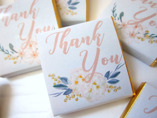 Custom Flower Bouquet Thank You Chocolate Favours – Pack of 25