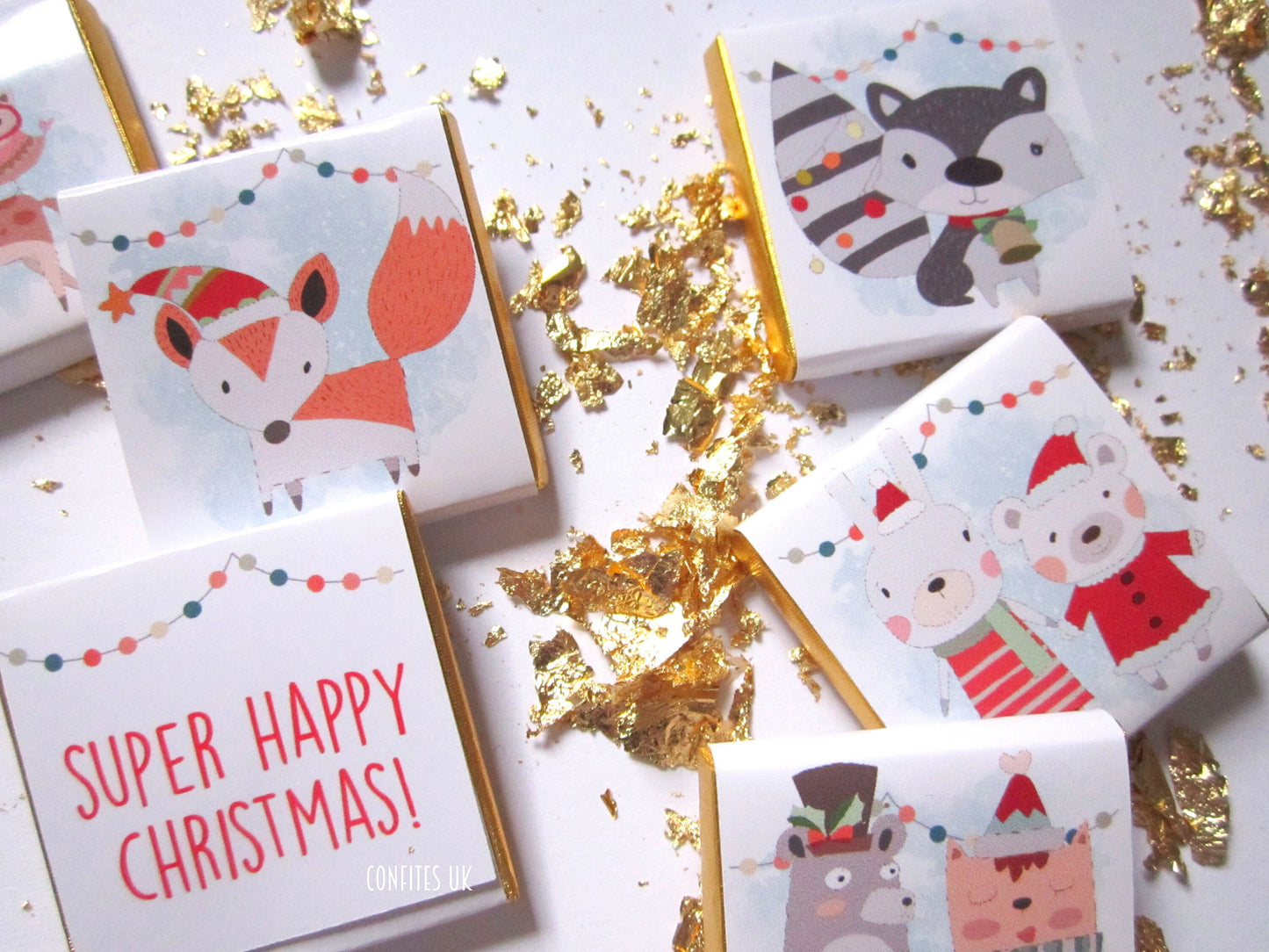 Christmas Woodland Animal Chocolate Favours – Personalised Pack of 25