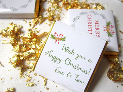 Personalised Christmas Wreath Chocolate Favours – Pack of 25