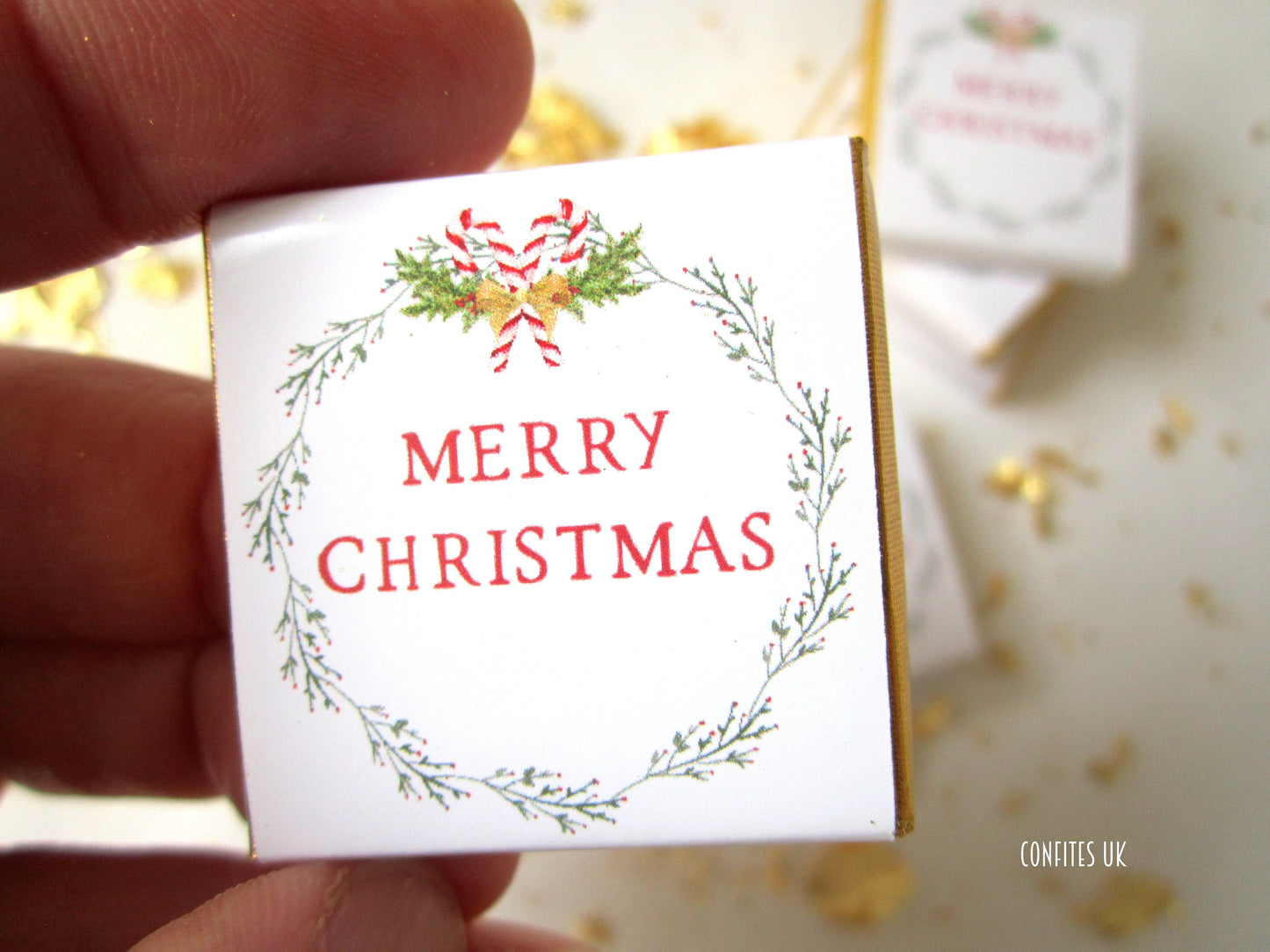 Personalised Christmas Wreath Chocolate Favours – Pack of 25