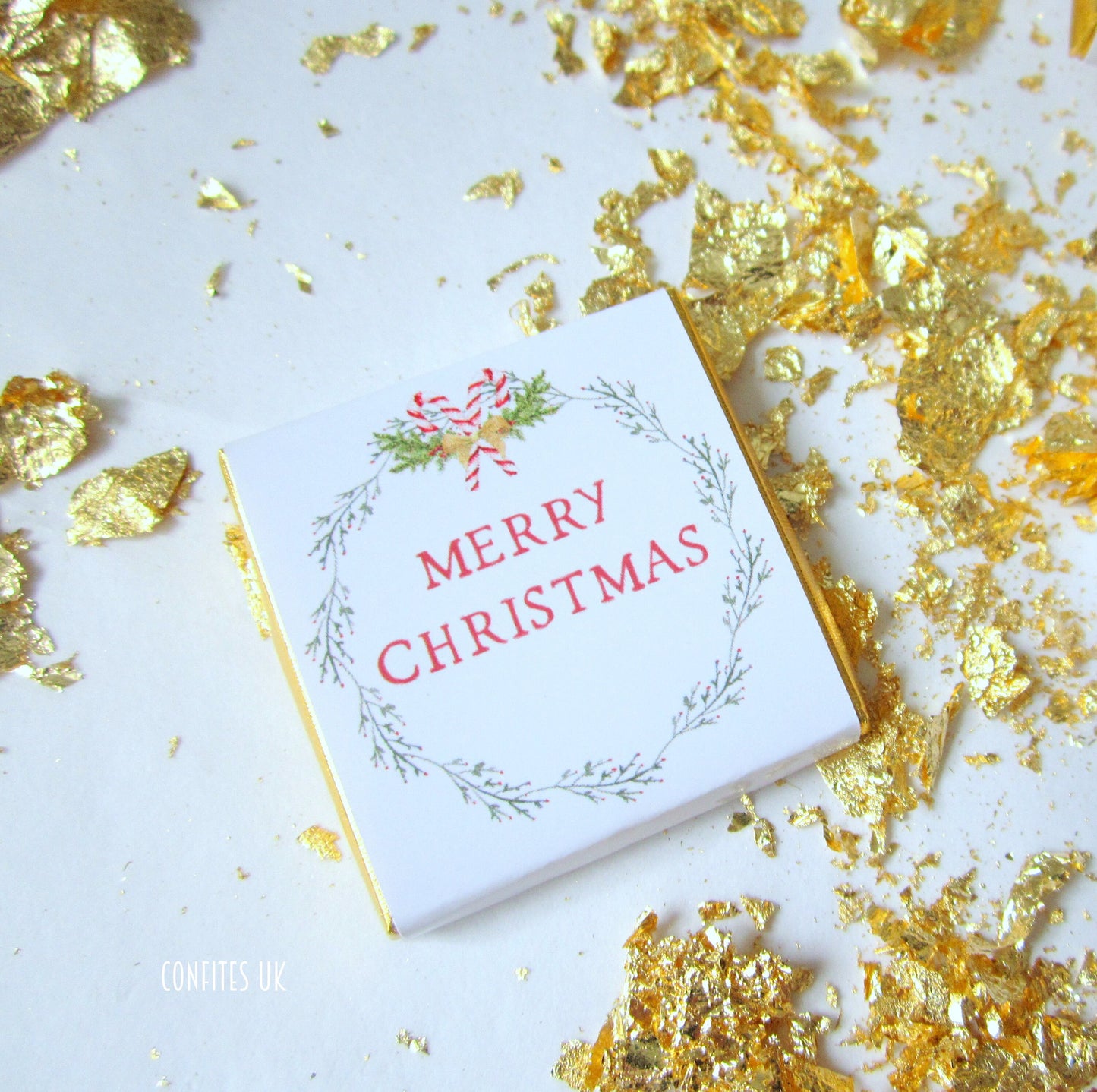 Personalised Christmas Wreath Chocolate Favours – Pack of 25