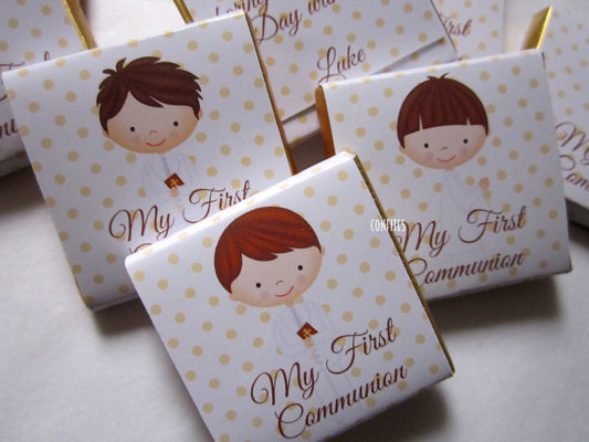 First Communion Chocolate Favours for Boys — Personalised (25 Pack)