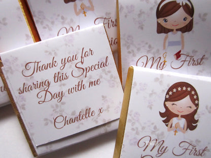 Floral Communion Chocolate Favours for Girls – Pack of 25