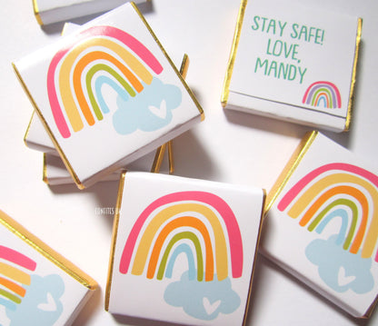 Personalised Rainbow Chocolate Favours – Happy Rainbow Birthday (Pack of 25)