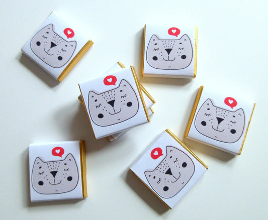 Personalised Cat Face Chocolate Favours – Party Treats (Pack of 25)