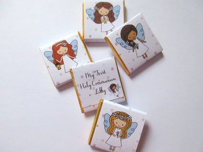 Angel First Communion Chocolate Favours – Personalised Girls’ Treats (Pack of 25)