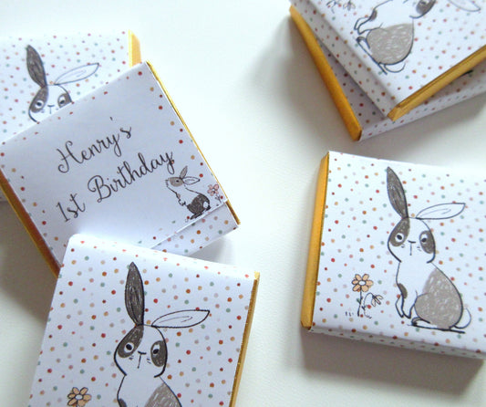 Personalised Bunny Chocolate Favours – Baby Shower Treats (Pack of 25)