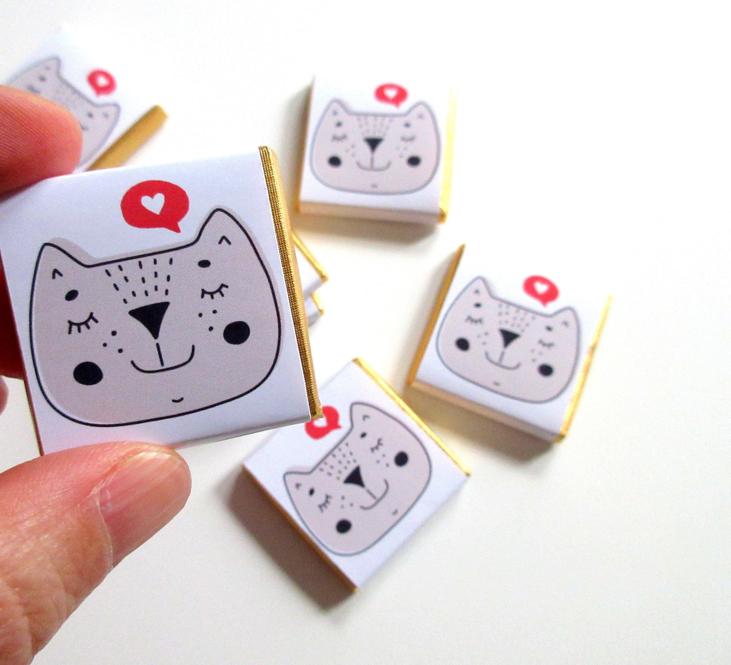 Personalised Cat Face Chocolate Favours – Party Treats (Pack of 25)