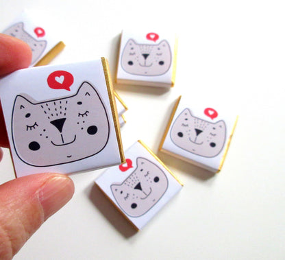 Personalised Cat Face Chocolate Favours – Party Treats (Pack of 25)