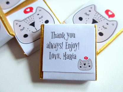Personalised Cat Face Chocolate Favours – Party Treats (Pack of 25)