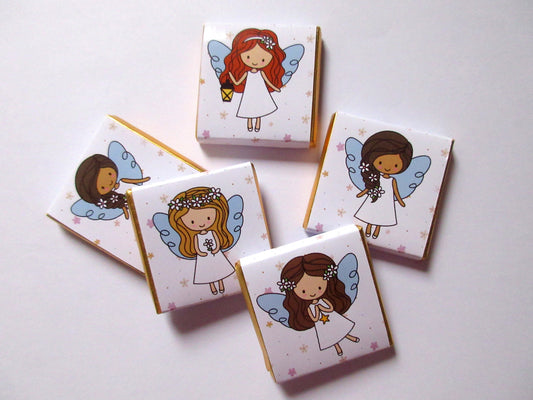 Set of small chocolates  with angel illustrations 