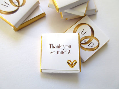 Wedding Chocolate Favours – Personalised Golden Rings (Pack of 25)