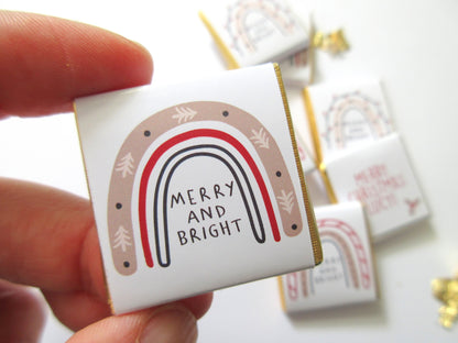 Rainbow “Merry and Bright” Christmas Chocolate Favours – Pack of 25