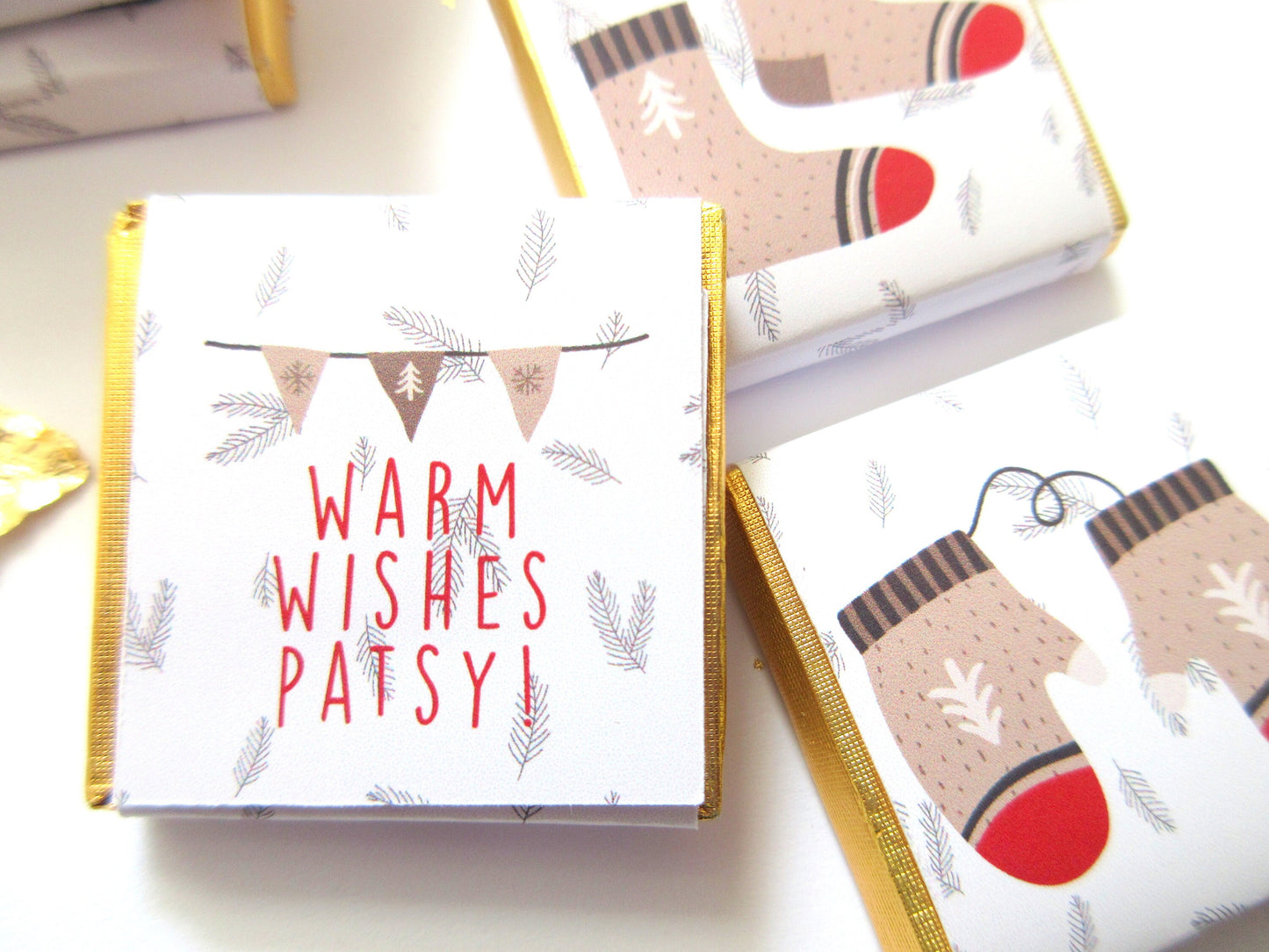 Cosy Christmas Chocolate Favours – Personalised (Pack of 25)