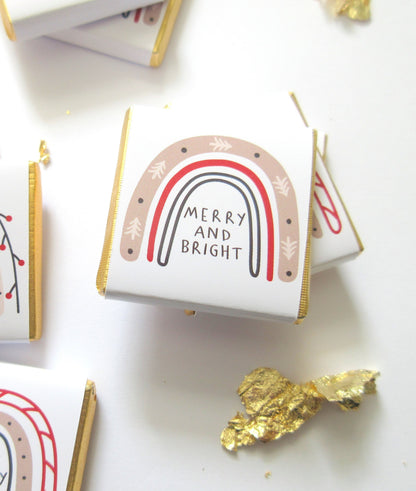 Rainbow “Merry and Bright” Christmas Chocolate Favours – Pack of 25