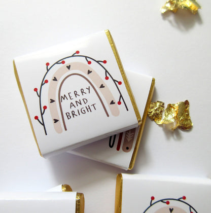 Rainbow “Merry and Bright” Christmas Chocolate Favours – Pack of 25