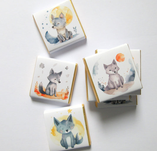 Custom Baby Wolf Chocolate Favours for Boys – Pack of 25