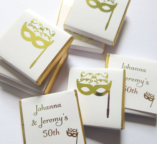 Masquerade Ball Favours – Personalised Carnival Chocolates (Pack of 25)