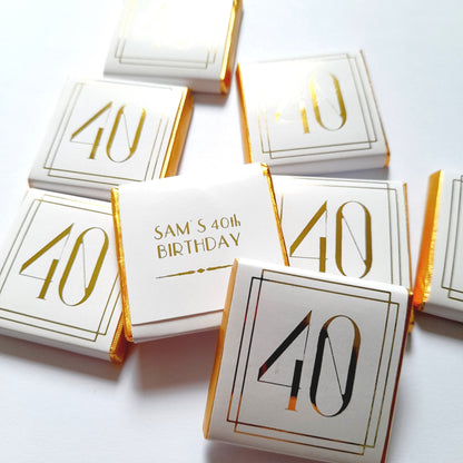 Milestone Birthday Chocolate Favours – Personalised Number Design (Pack of 25)